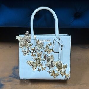 Michael Kors White and Gold Butterfly Satchel (No Strap)